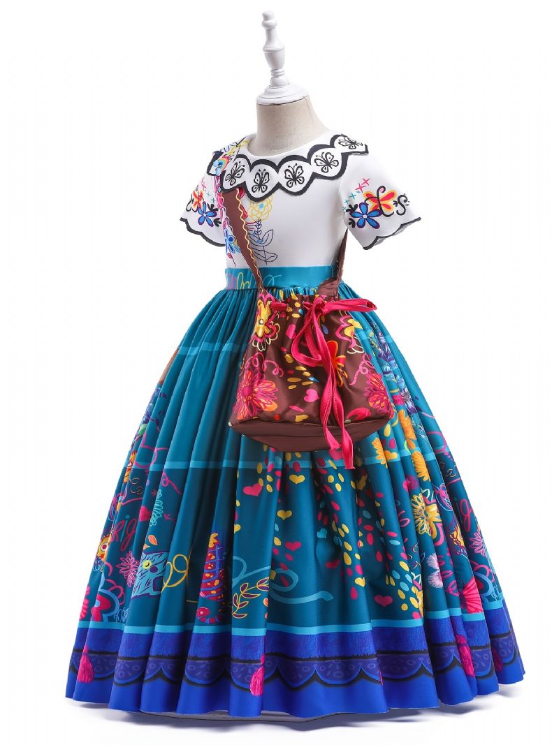 Flickor Princess Dress With Bag Kostym Up Födelsedagsfest Jul Cosplay Outfit