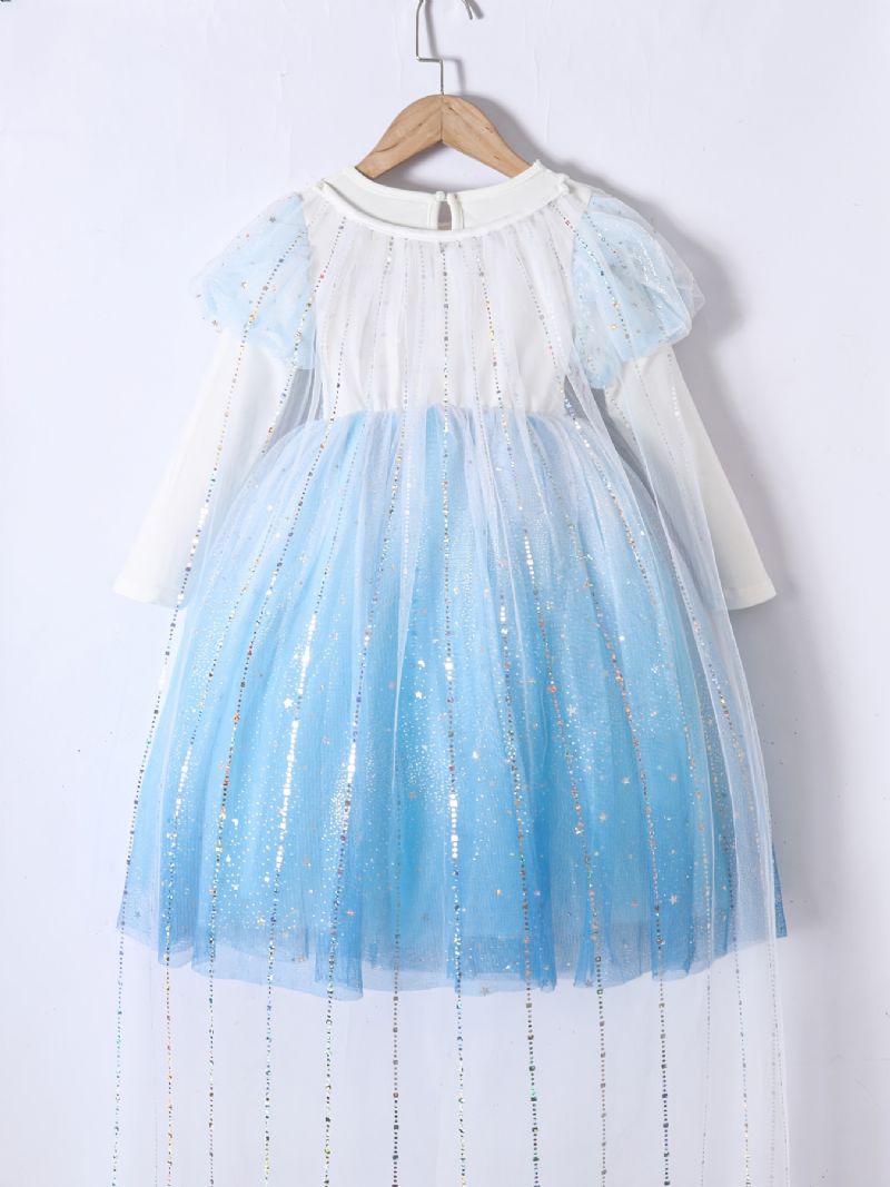 Flickor Prinsessklänning Långärmad Tyll Paljett Gradient Färg Tutu Klänning Prestandaklänning Cosplay Outfit Klä Upp Till Kvällen Födelsedagsfest Barnkläder