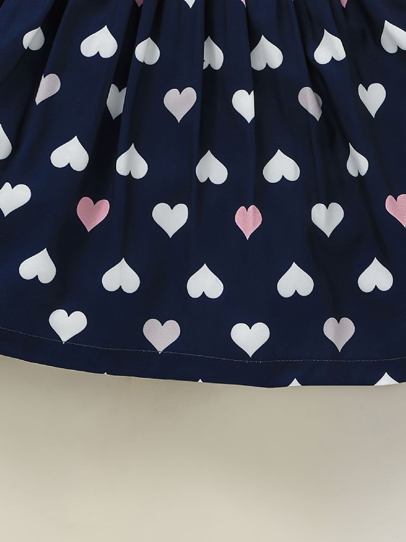 Flickor Söt Elegant Heart Print Princess Dress Långärmad Color Block For Winter