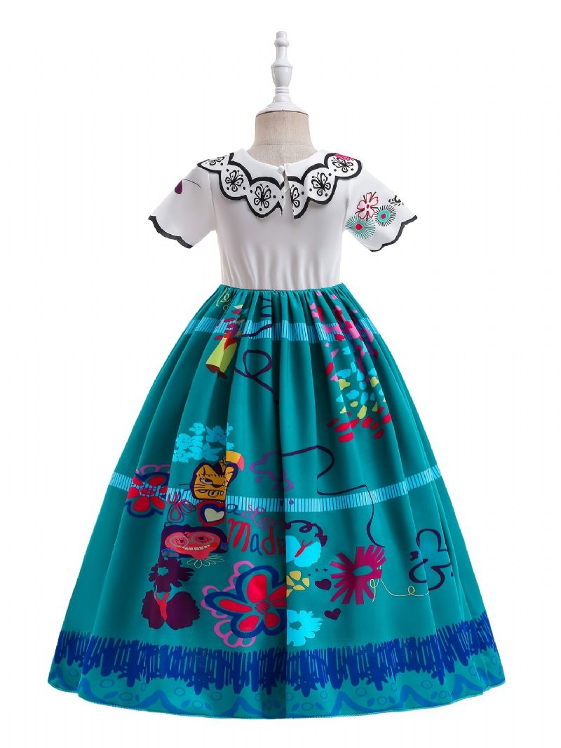 Flickor Vintage Creative Cartoon Print Princess Dress Costume For Performance Party