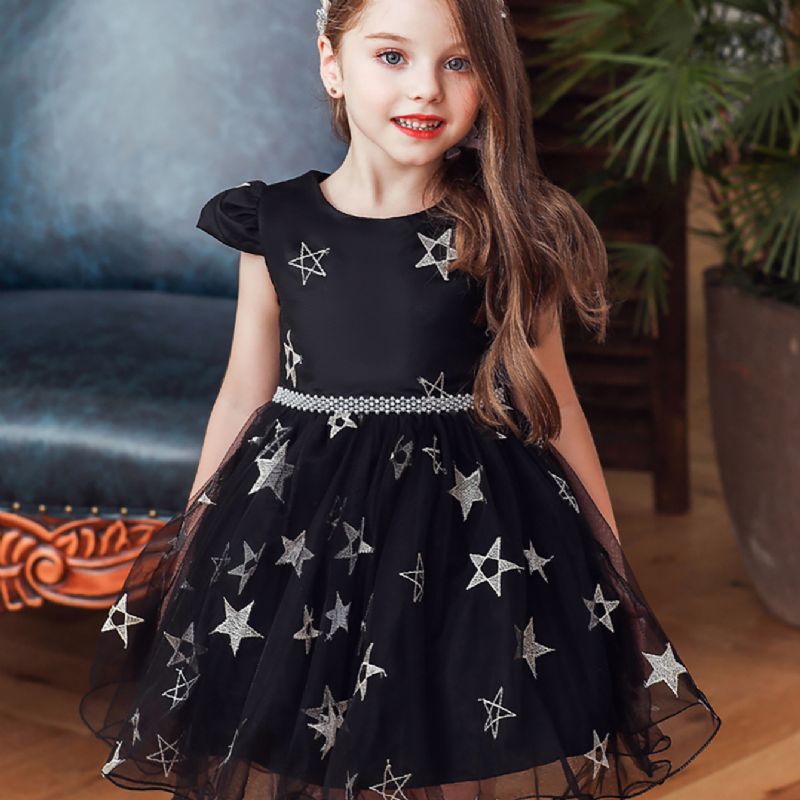 Halloween Flickor Starry Pentagram Design Mesh Dress Festklänningar Evenemangsklänningar