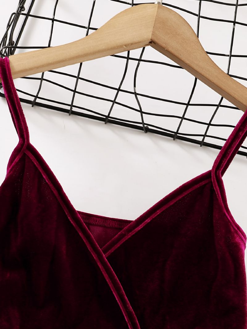 Tjej Burgundy Velvet Spaghetti Stap Cami Dress Barnkläder