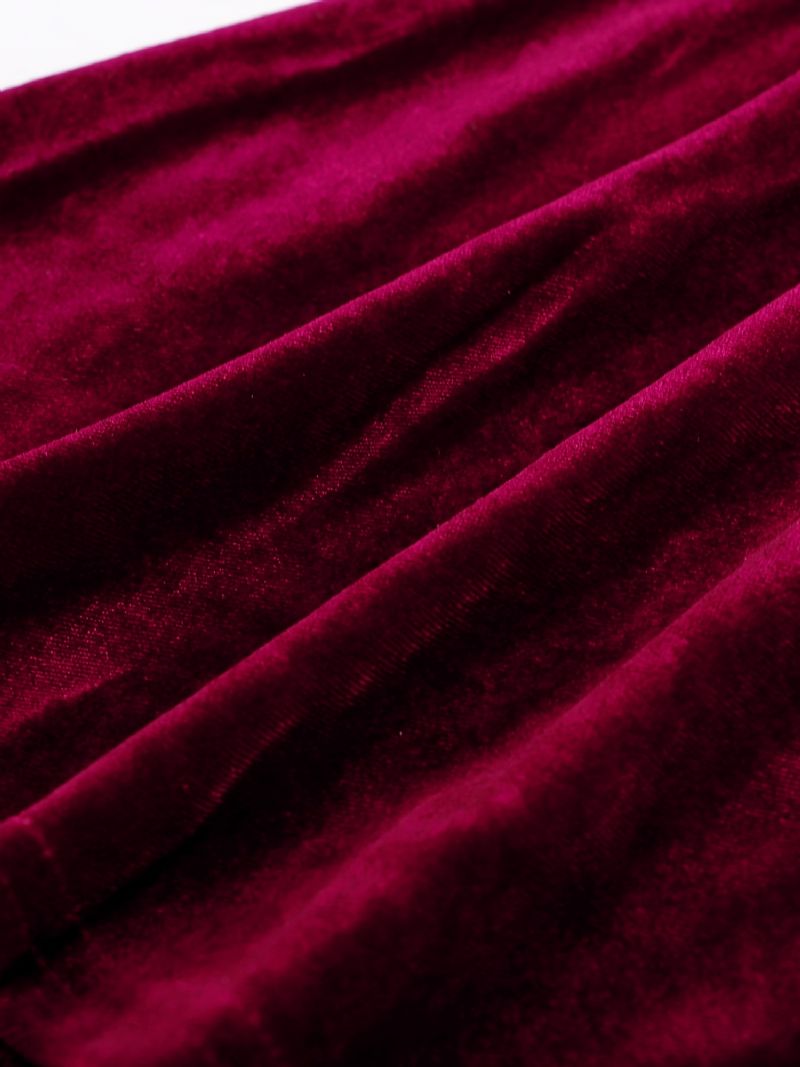 Tjej Burgundy Velvet Spaghetti Stap Cami Dress Barnkläder