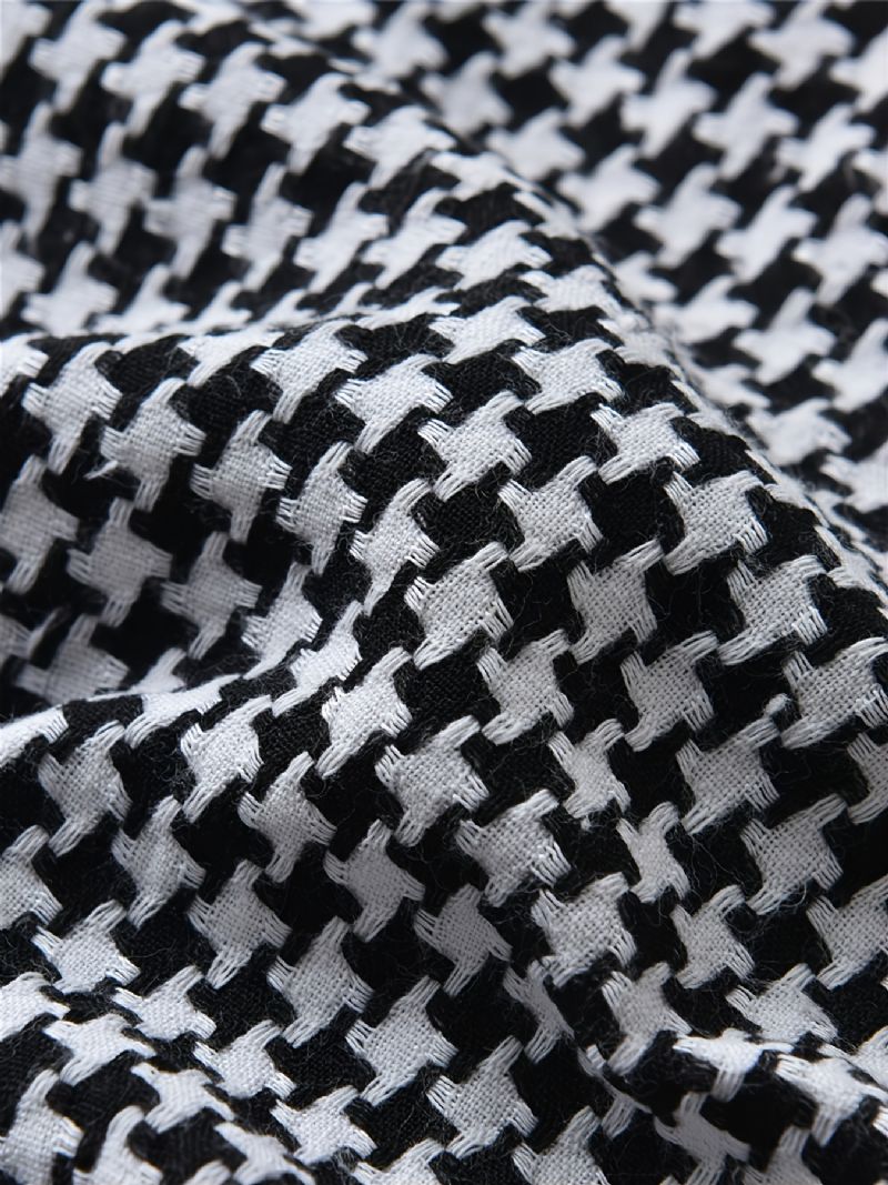 Tjejer Houndstooth Väst Vit Långärmad Skjortklänning