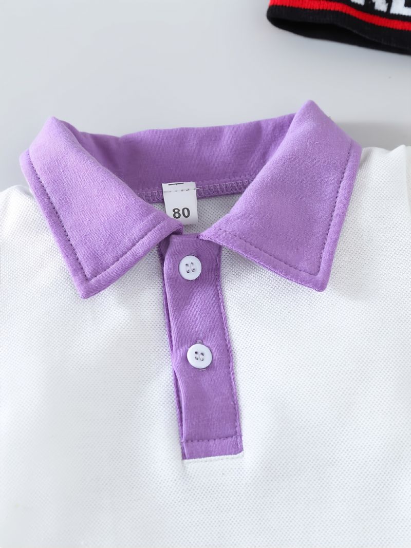 Toddler Flickor Kontrastfärger Polo Collar Dress