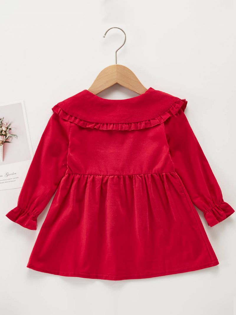 Toddler Flickor Rosett Dekor Lapel Collar Klänning