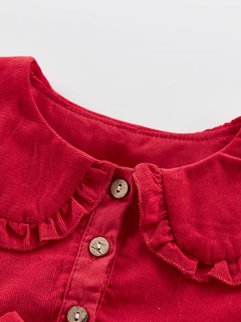 Toddler Flickor Rosett Dekor Lapel Collar Klänning