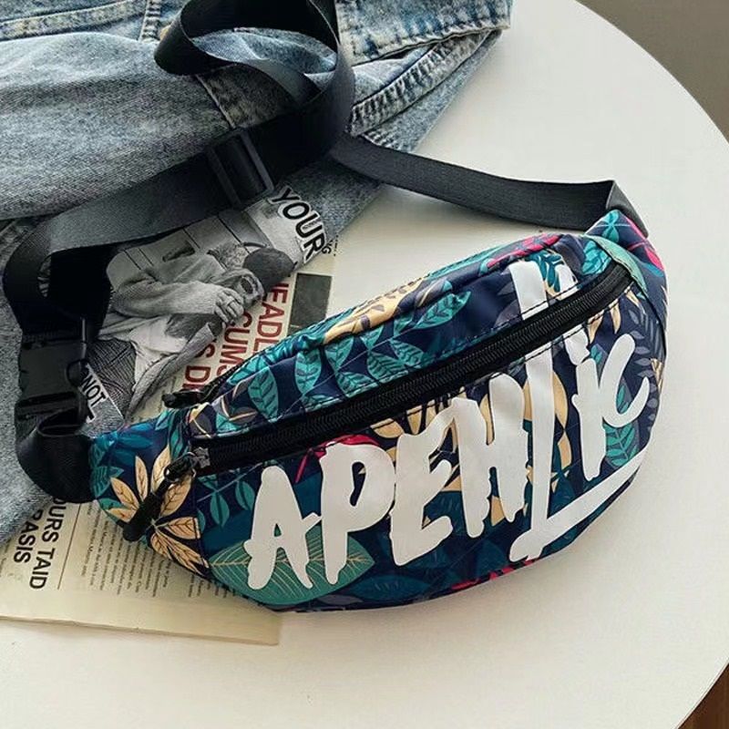 Summer Tide Sport Midjeväska Pojkar Och Flickor Individualitet Stor Kapacitet En Axel Crossbody Student Casual Bust Frontväska