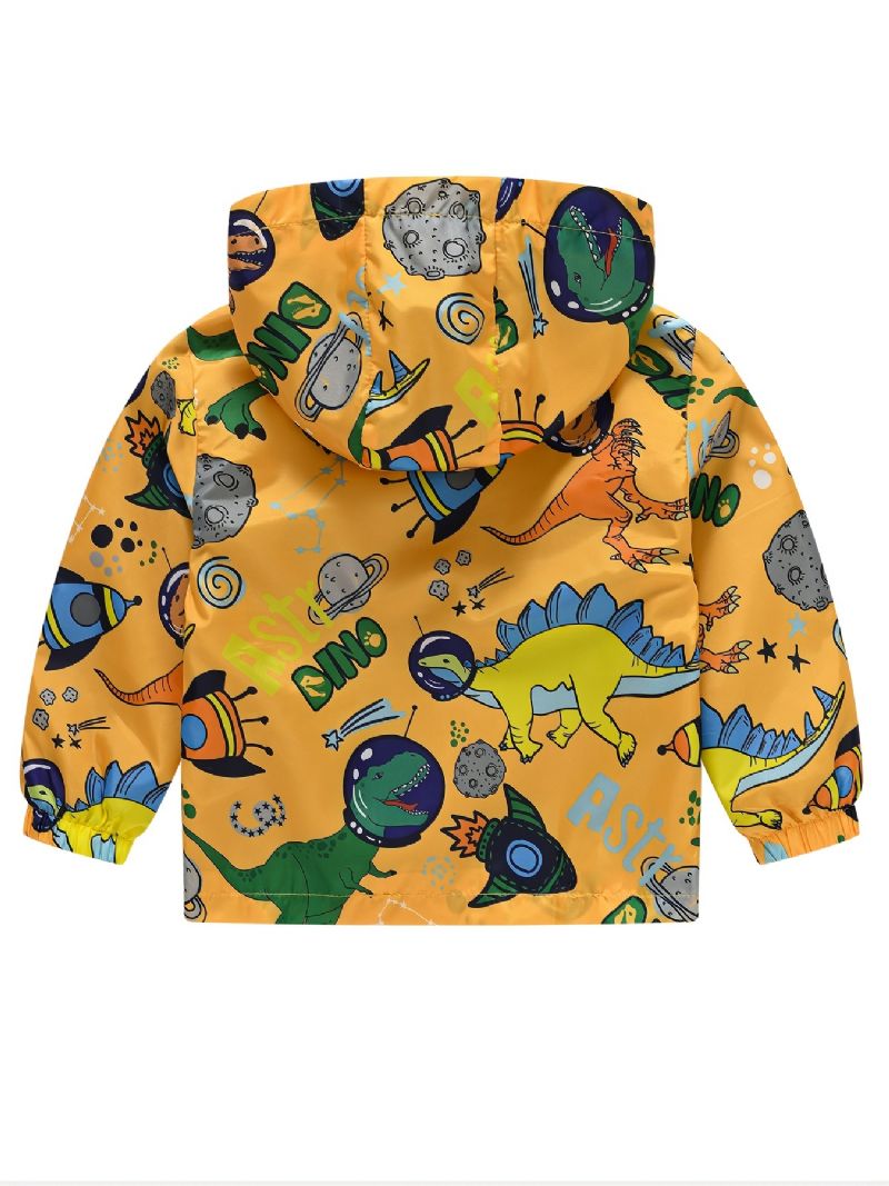 1 St Pojkar Flickor Casual Söt Dinosaur Print Dragkedja Huvjacka Cardigan Krage Jacka För Vintern