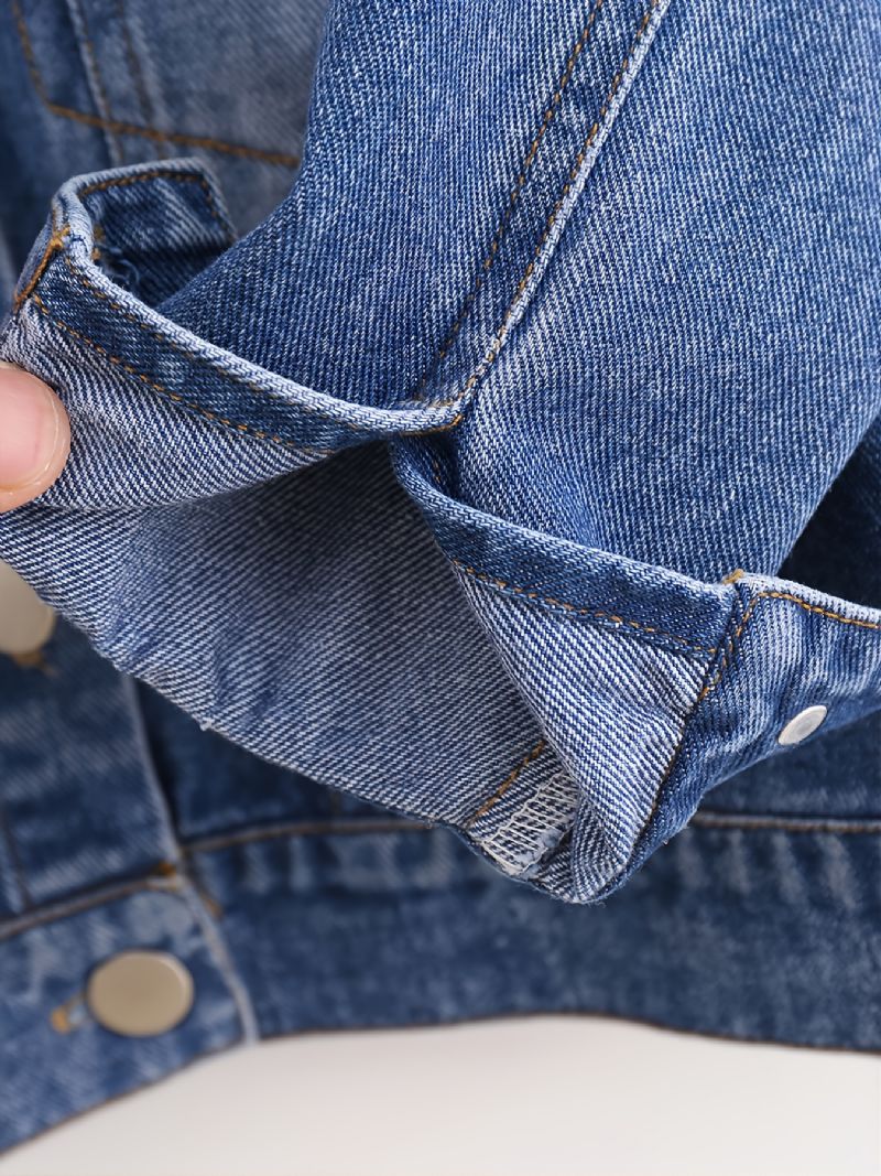 Barn Casual Mode Söt Tryckt Jeansjacka Höst Vinter