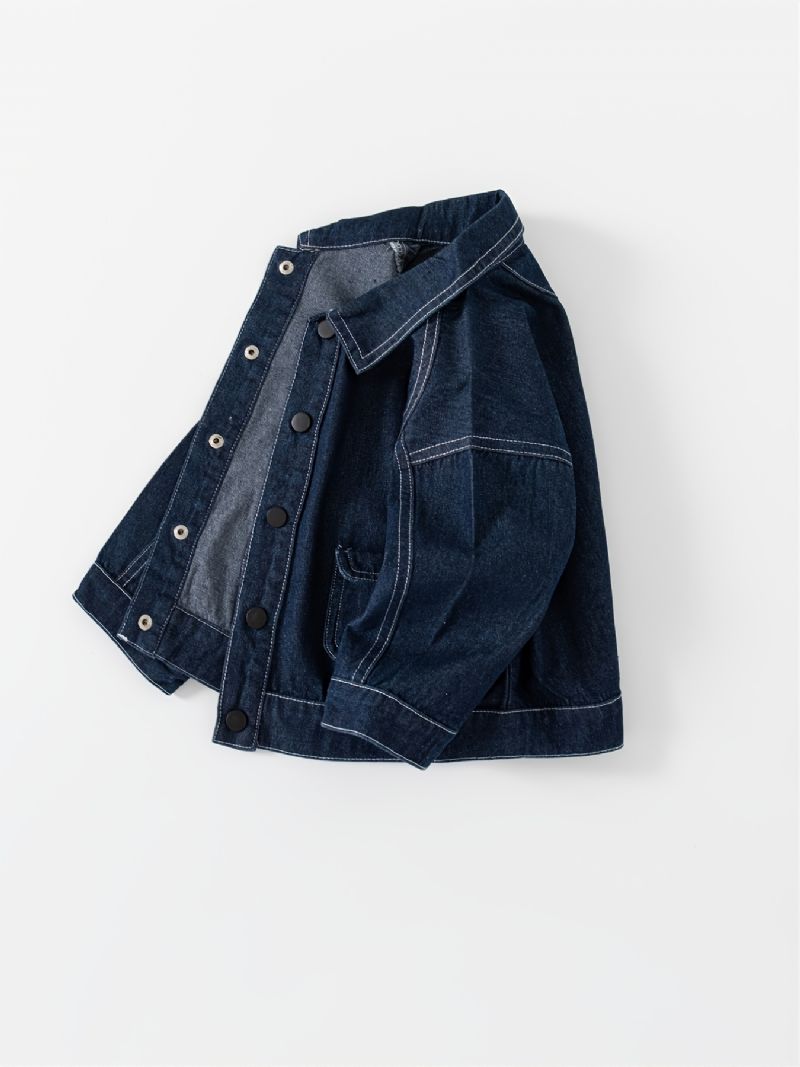 Barnmode Casual Pocket Jeansjacka Höst Vinter