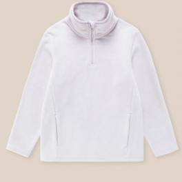 Barnmode Halv Zip Fleece Sweatshirt Atletisk Jacka Vit