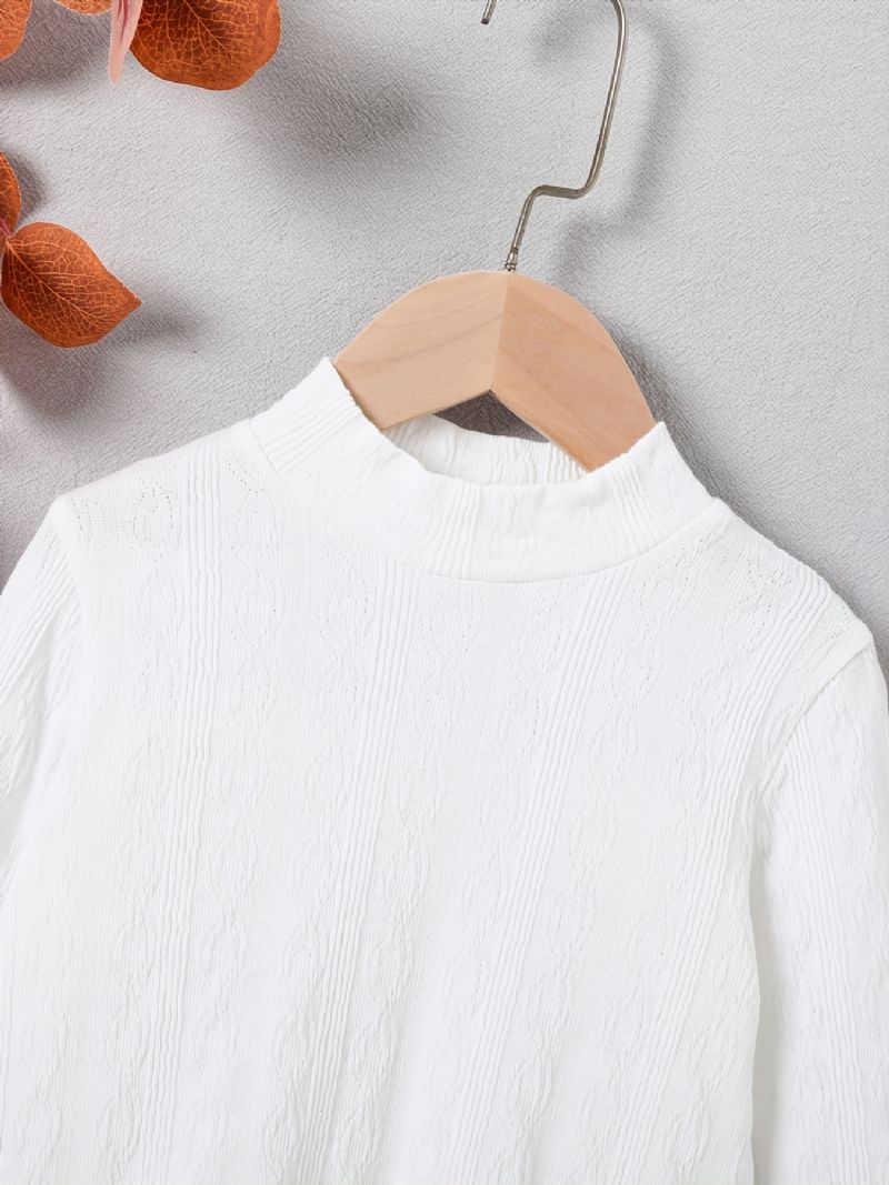 Flickor Mock Neck Textured Tee & Pläd Bälte Ärmlös Jacka Barnkläder