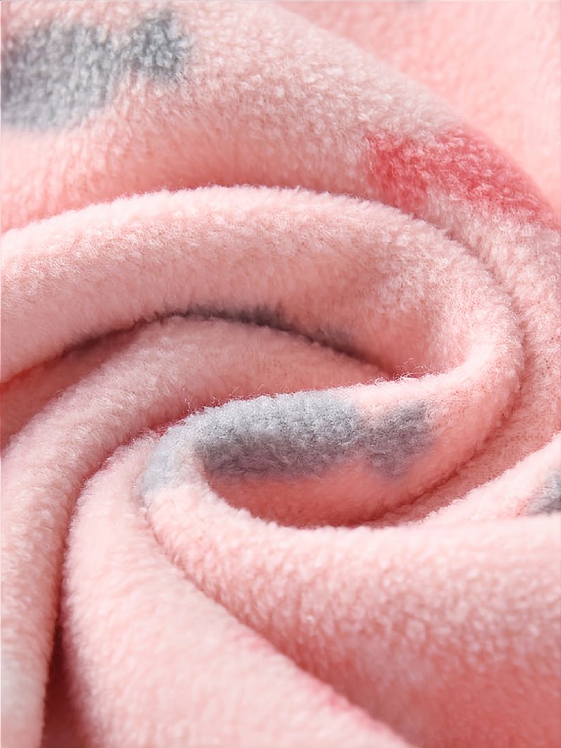 Flickor New Thickened Fleece Stand Krage Jacka Med Candy Print Ytterkläder För Vinter Rosa