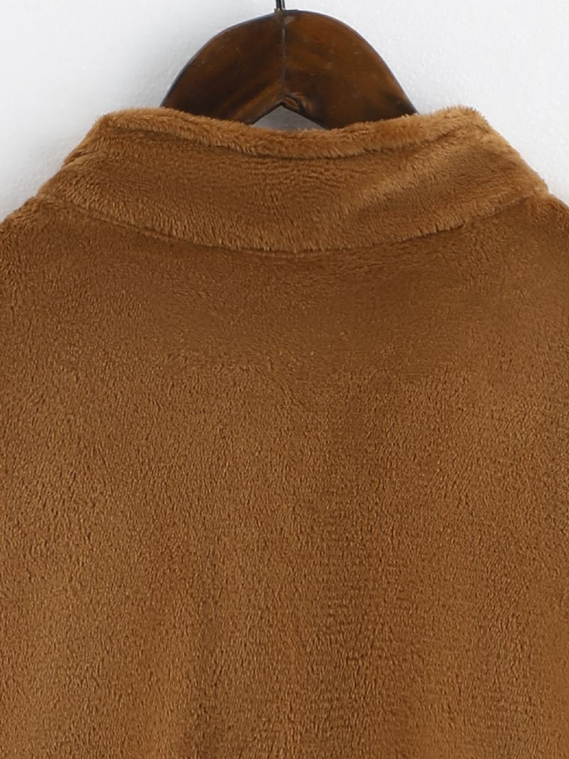 Flickor Plysch Beskuren Jacka Barn Solid Hög Hals Flanell Casual Fleece