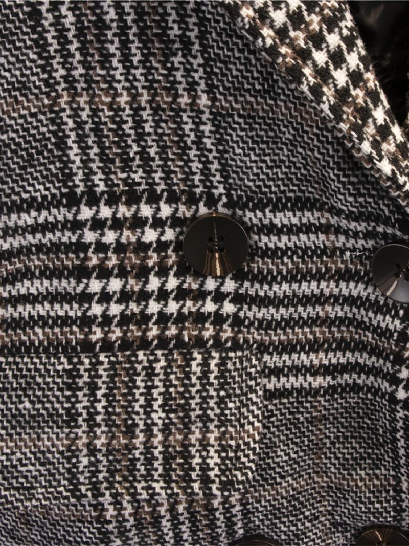 Pojkar Houndstooth Jacka Button Lapel Ytterkläder Barnkläder