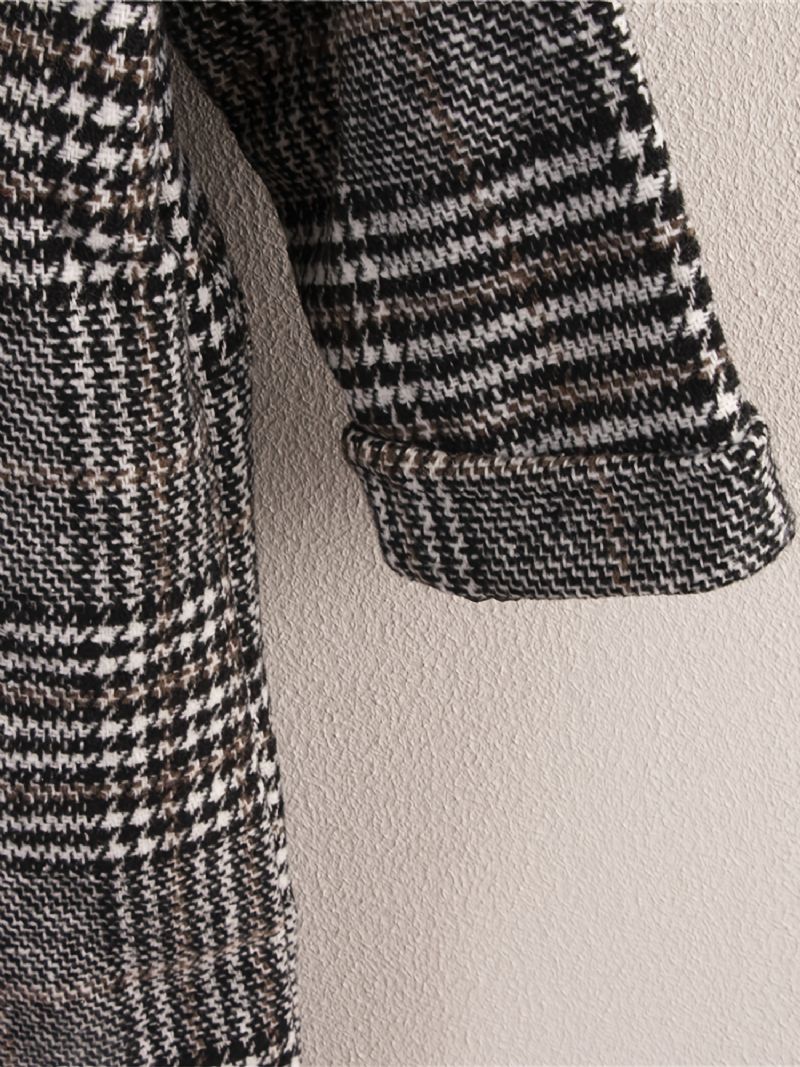 Pojkar Houndstooth Jacka Button Lapel Ytterkläder Barnkläder