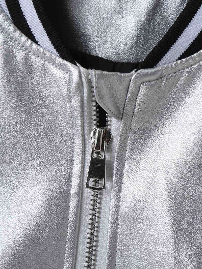 Pojkar Pu-läder Zip Up Jacka Barnkläder