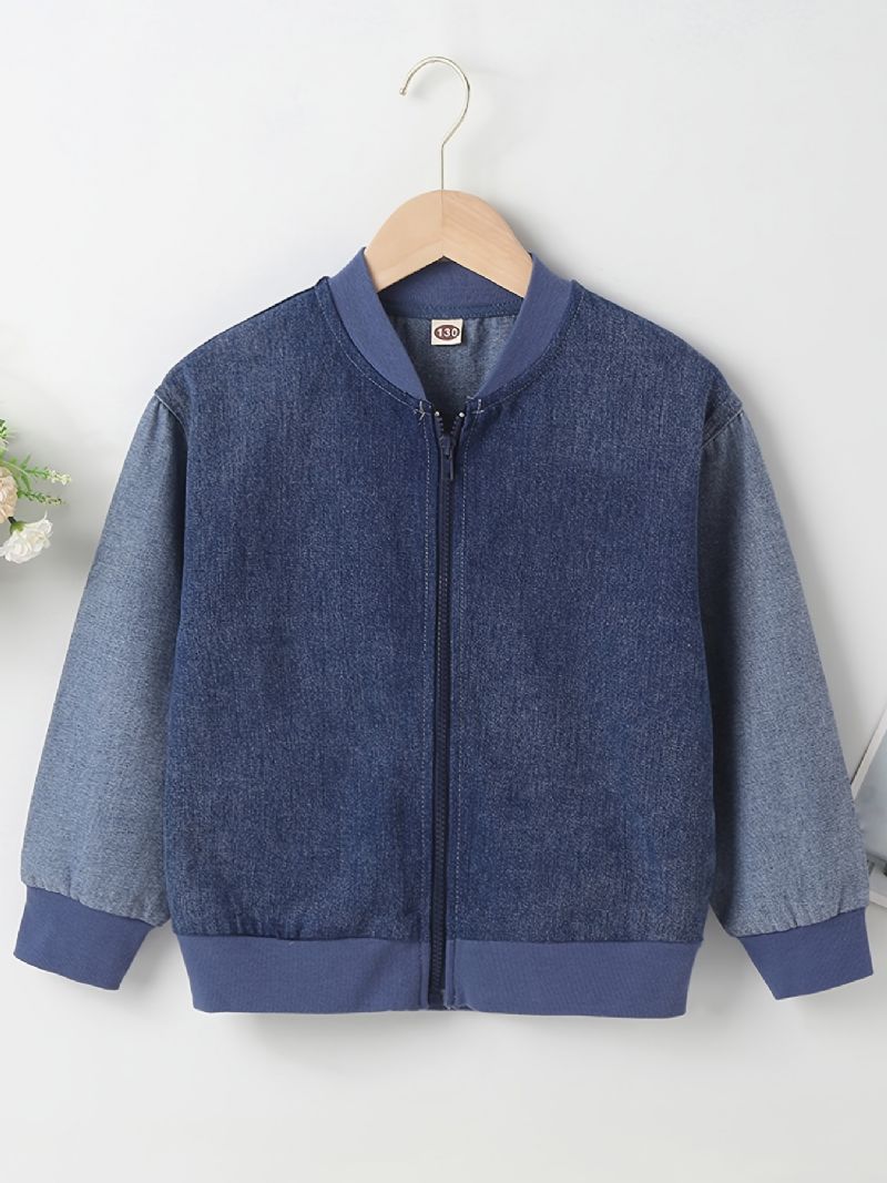 Pojkar Zipper Up Denim Bomber Jacka Barnkläder