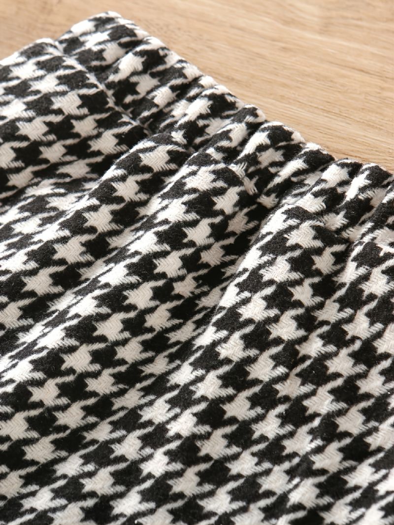 Småbarn Flickor Houndstooth Dekoration Pocket Jacka & Kjol