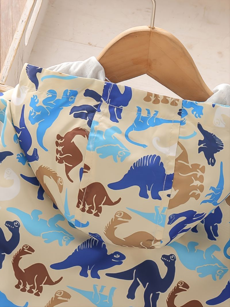 Småbarn Pojkar Dinosaur Print Hooded Långärmad Dragkedja Jacka Höst Vinter