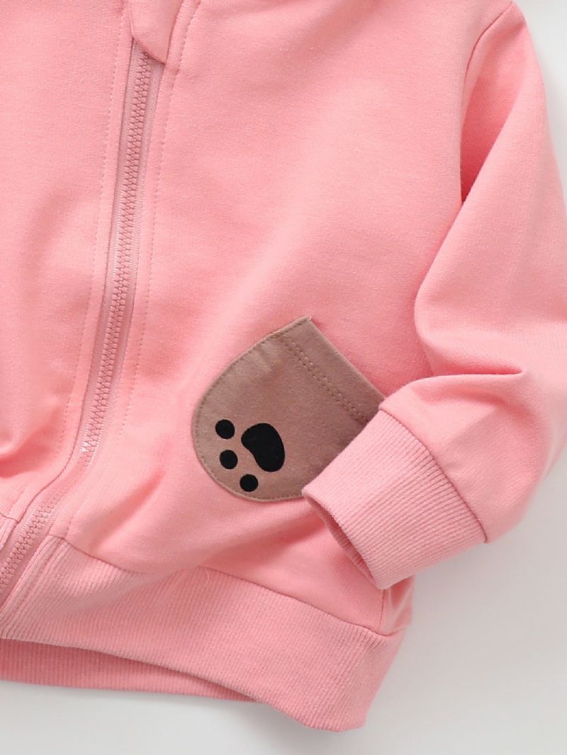 Tjejer Koala Print Söt Hooded Zip Jacka