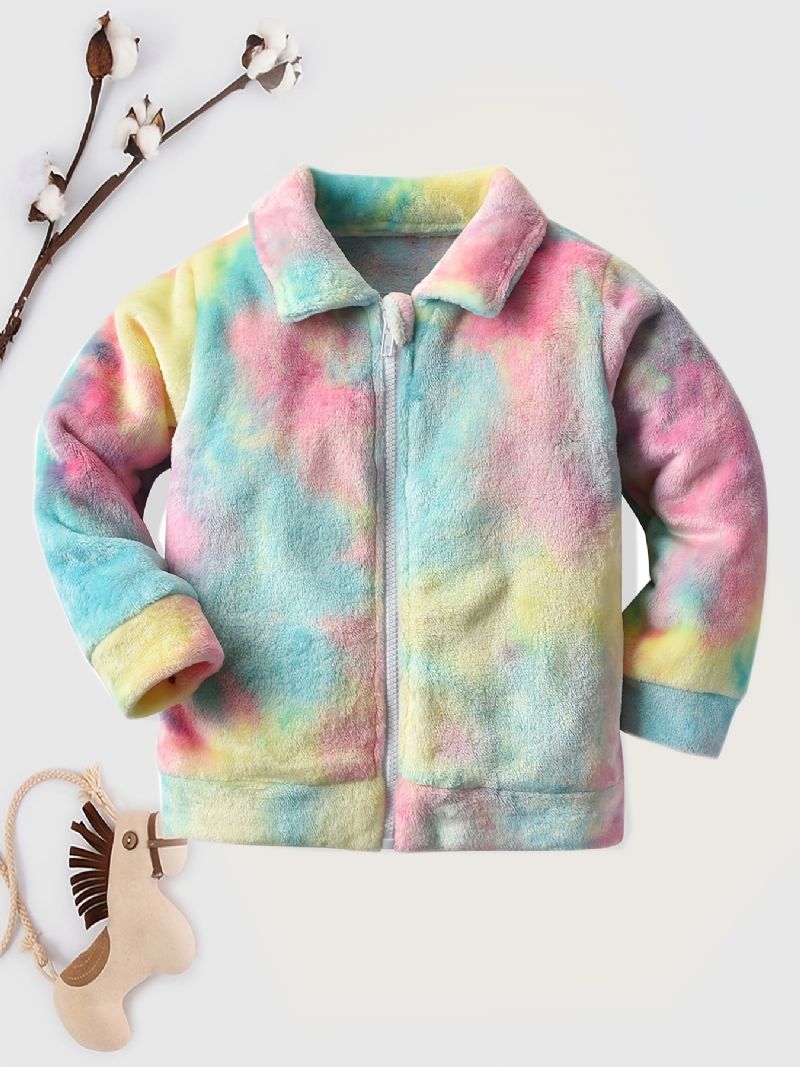 Tjejer Tie Dye Fleece Zipper Jacka För Vinter Barnkläder