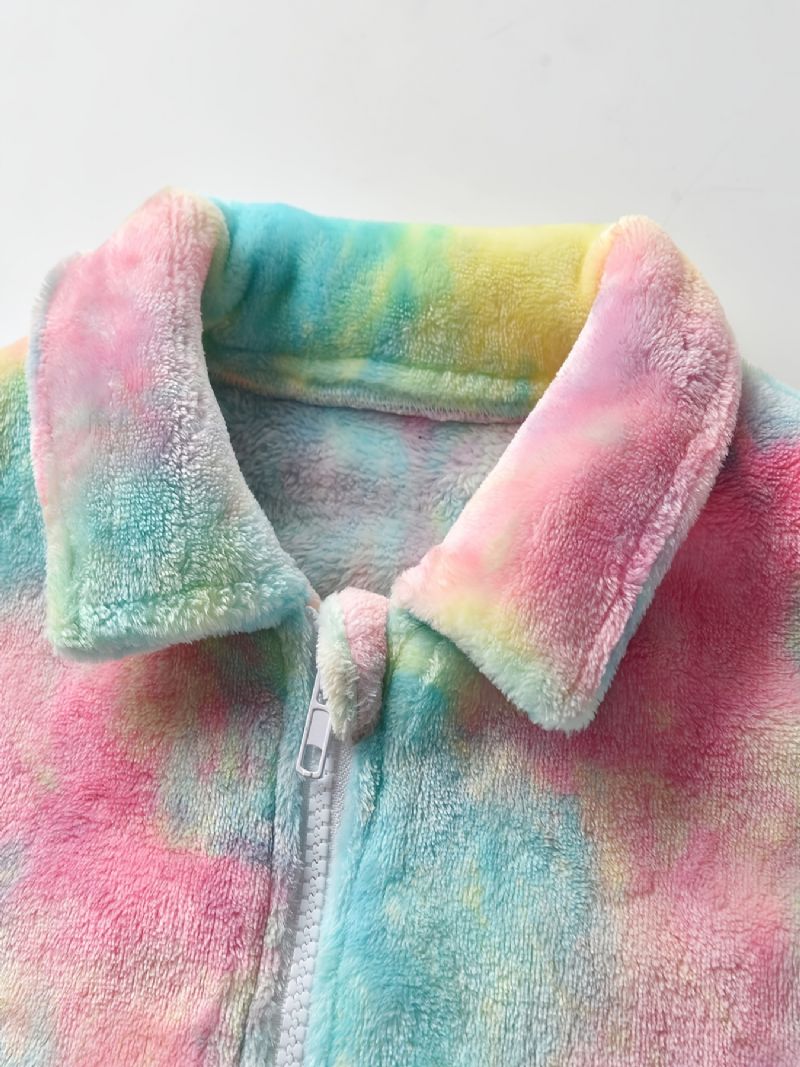 Tjejer Tie Dye Fleece Zipper Jacka För Vinter Barnkläder