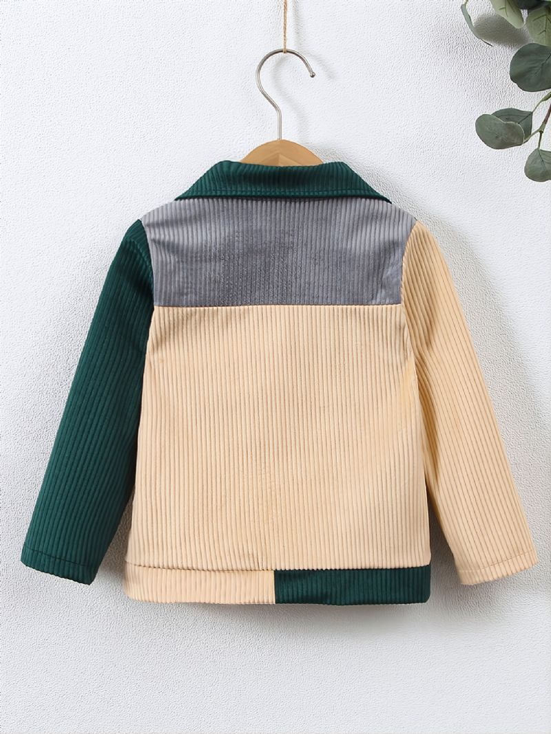 Toddler Pojkar Colorblock Flap Pocket Jacka Barnkläder T-shirt Ingår Inte