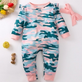 2st Bebis Långärmad Camo Jumpsuit Med Pannband