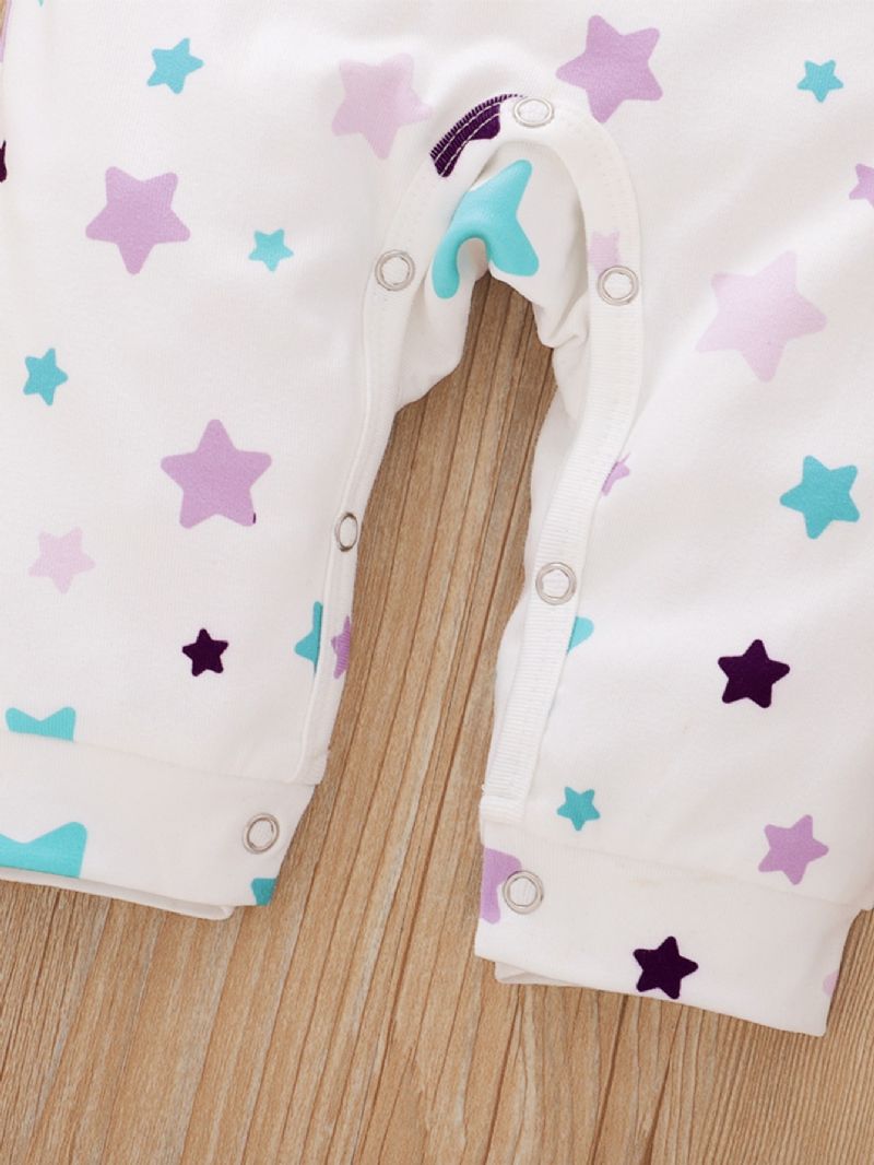 2st Flickor Little Star Print Långärmad Jumpsuit & Headpiece