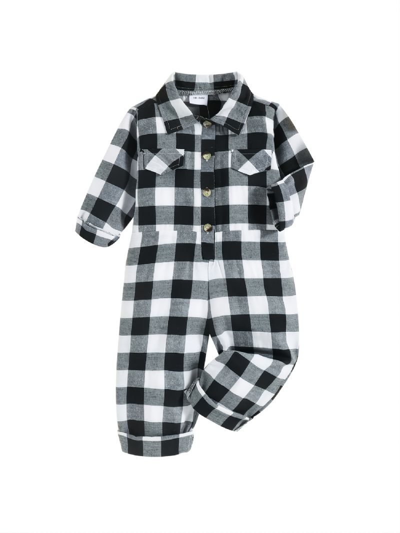 Barn Jumpsuit Med Gingham-dekor För Höst & Vinter Nyhet