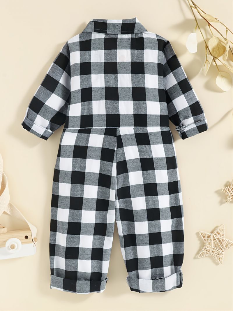 Barn Jumpsuit Med Gingham-dekor För Höst & Vinter Nyhet