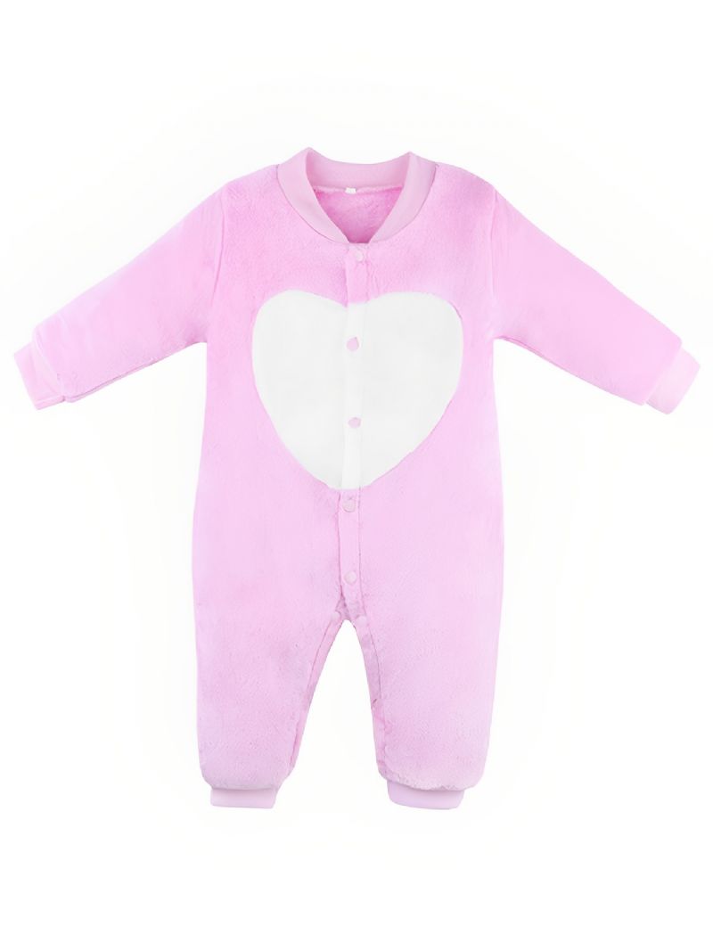 Barns Pink Heart Warm Långärmad Jumpsuit Vinteroutfits