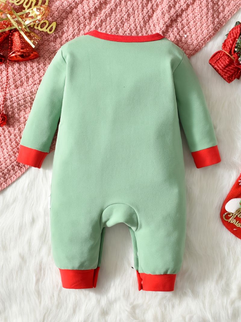 Bebis Christmas Outfit Romper Santa Claus Print Långärmad Rundhalsad Jumpsuit För Pojkar Flickor