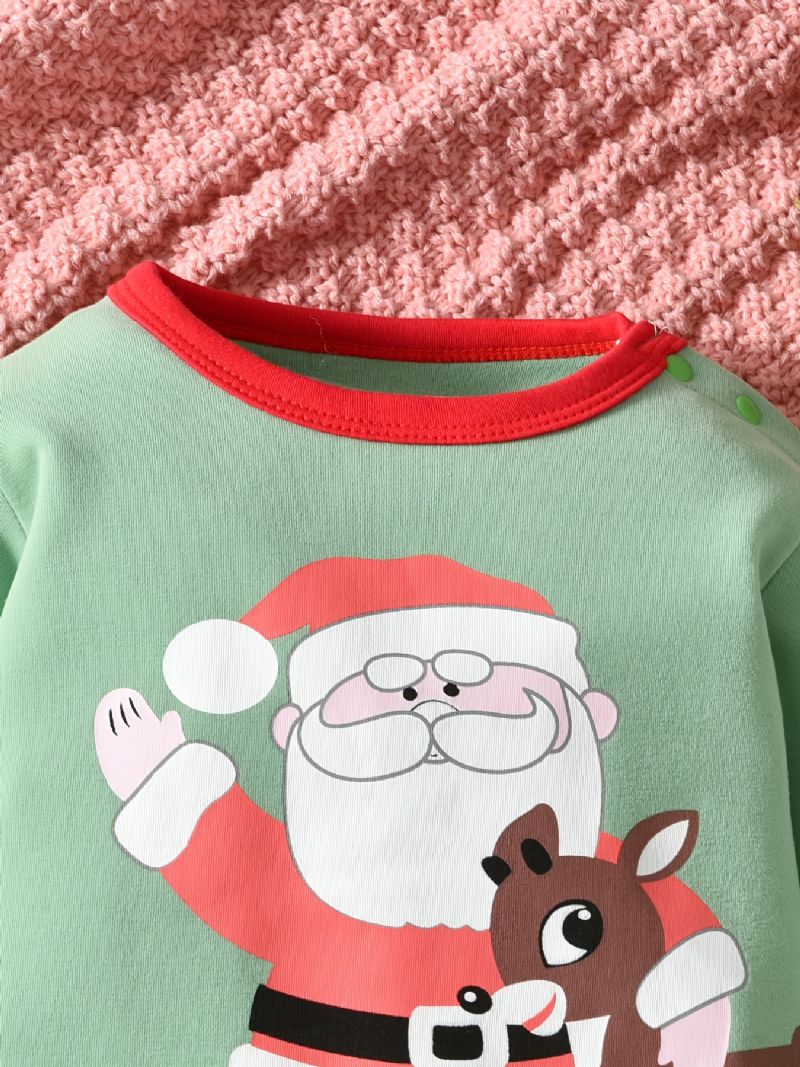 Bebis Christmas Outfit Romper Santa Claus Print Långärmad Rundhalsad Jumpsuit För Pojkar Flickor