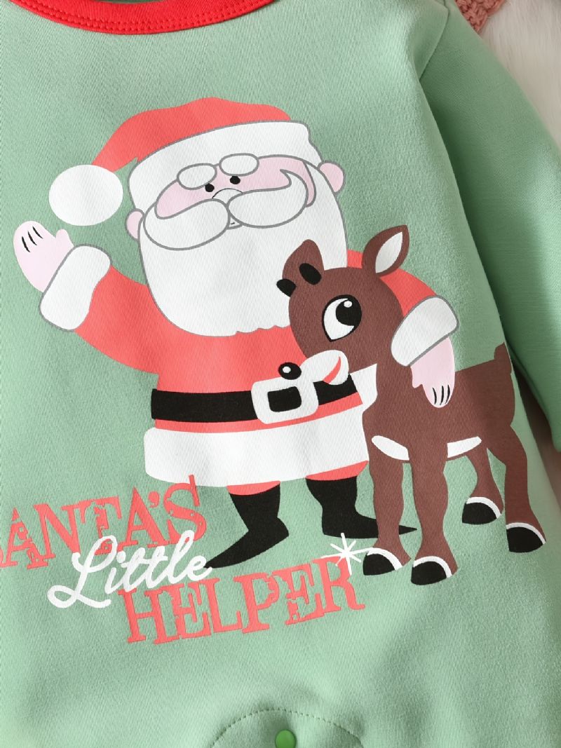 Bebis Christmas Outfit Romper Santa Claus Print Långärmad Rundhalsad Jumpsuit För Pojkar Flickor