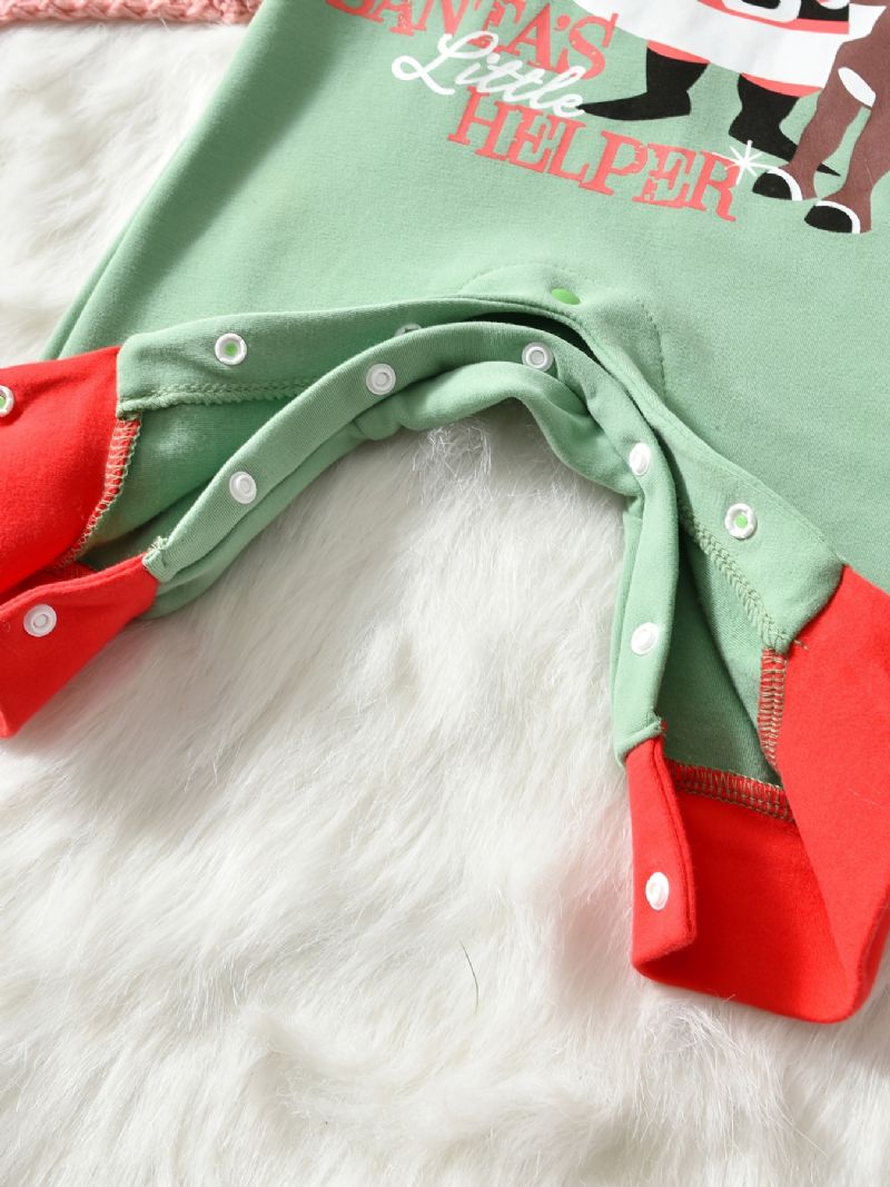 Bebis Christmas Outfit Romper Santa Claus Print Långärmad Rundhalsad Jumpsuit För Pojkar Flickor