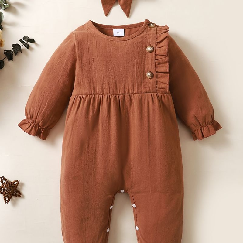 Bebis Flickor Enfärgad Jumpsuit Romper Med Hårband