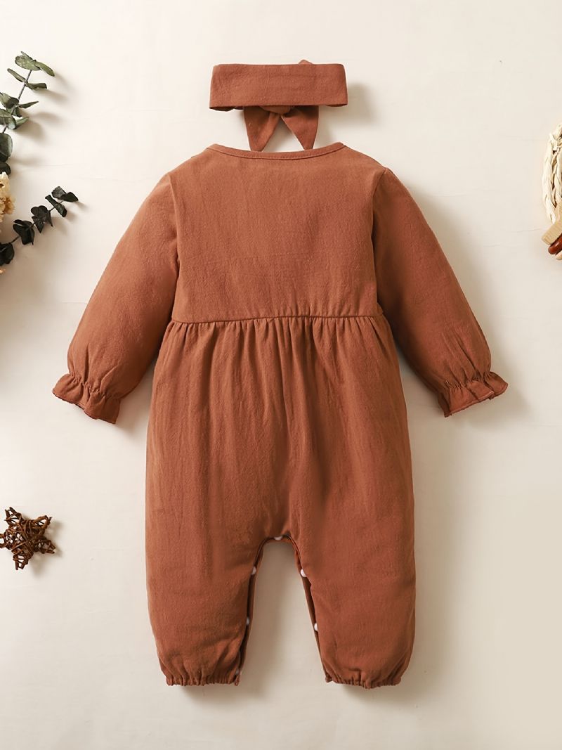 Bebis Flickor Enfärgad Jumpsuit Romper Med Hårband