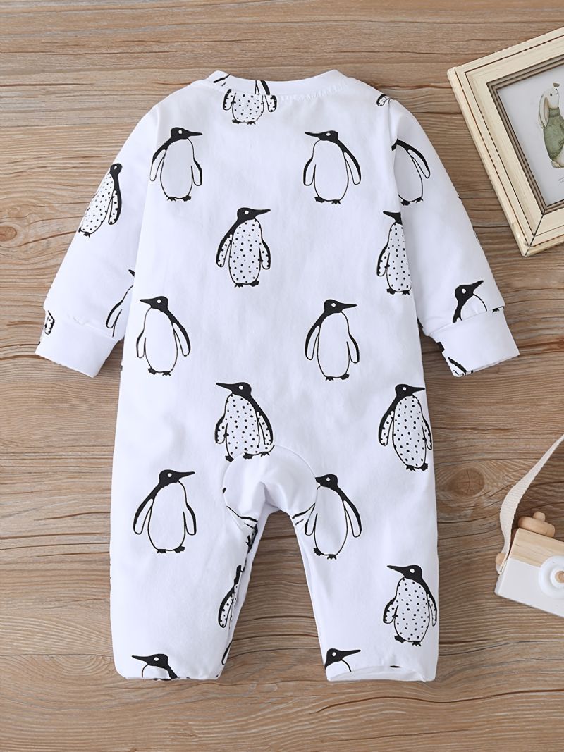 Bebis Flickor Footies Penguin Print Rompers Jumpsuits