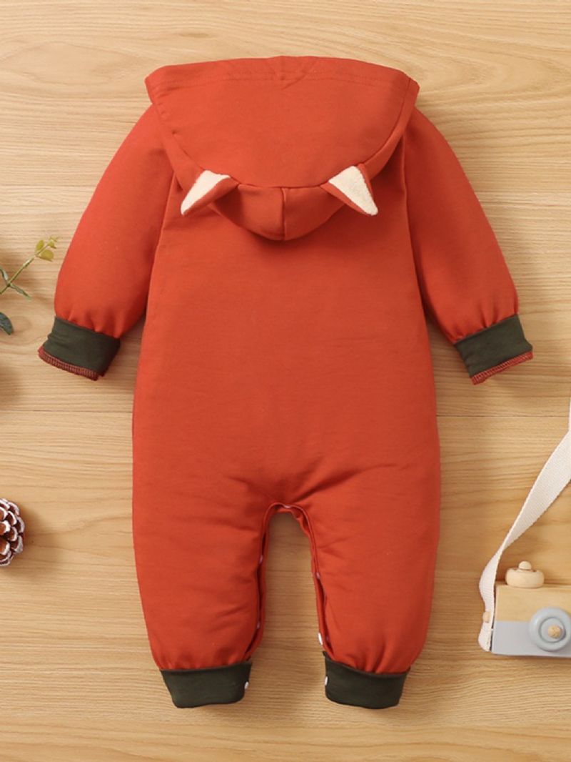 Bebis Flickor Fox Shape Kontrast Fåll Colorblock Långärmad Jumpsuit