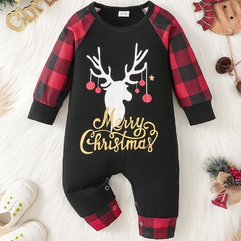 Bebis Flickor Jumpsuit Unisex-byxor Med Älgtryck För Jul