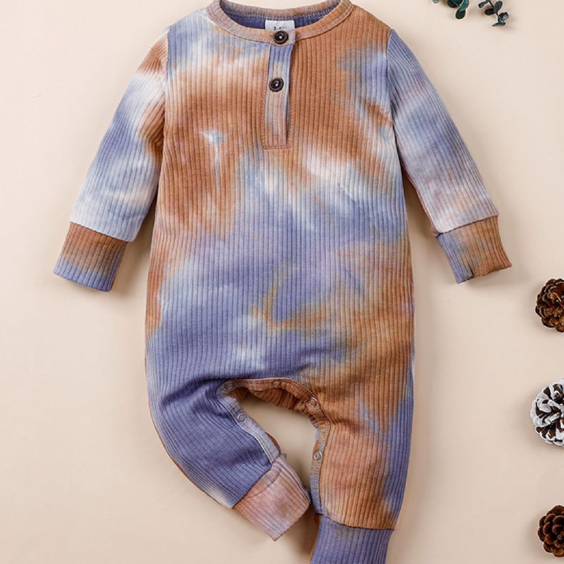 Bebis Flickor Långärmade Jumpsuits Tie Dye Rompers För Höst Och Vinter Nytt