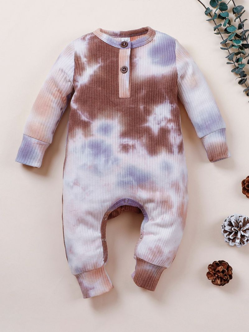 Bebis Flickor Långärmade Jumpsuits Tie Dye Rompers För Höst Och Vinter Nytt