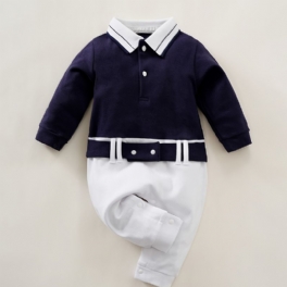 Bebis Flickor Polo Neck Gentleman Jumpsuit Bebiskläder