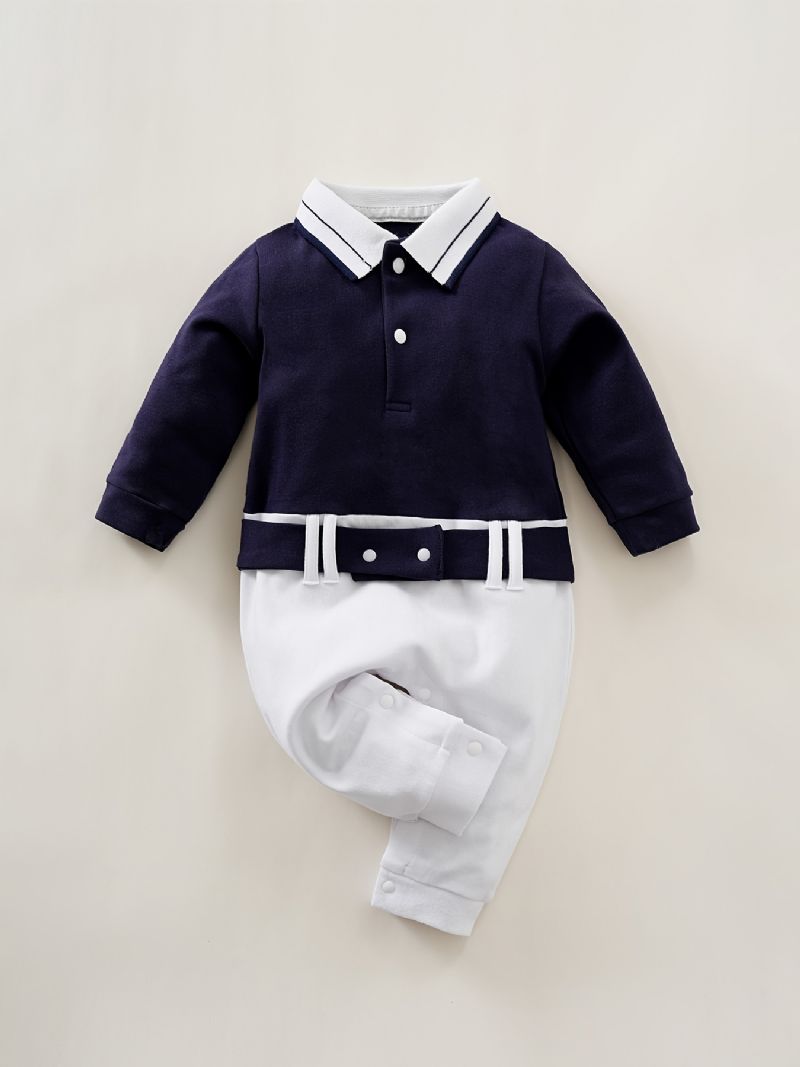 Bebis Flickor Polo Neck Gentleman Jumpsuit Bebiskläder