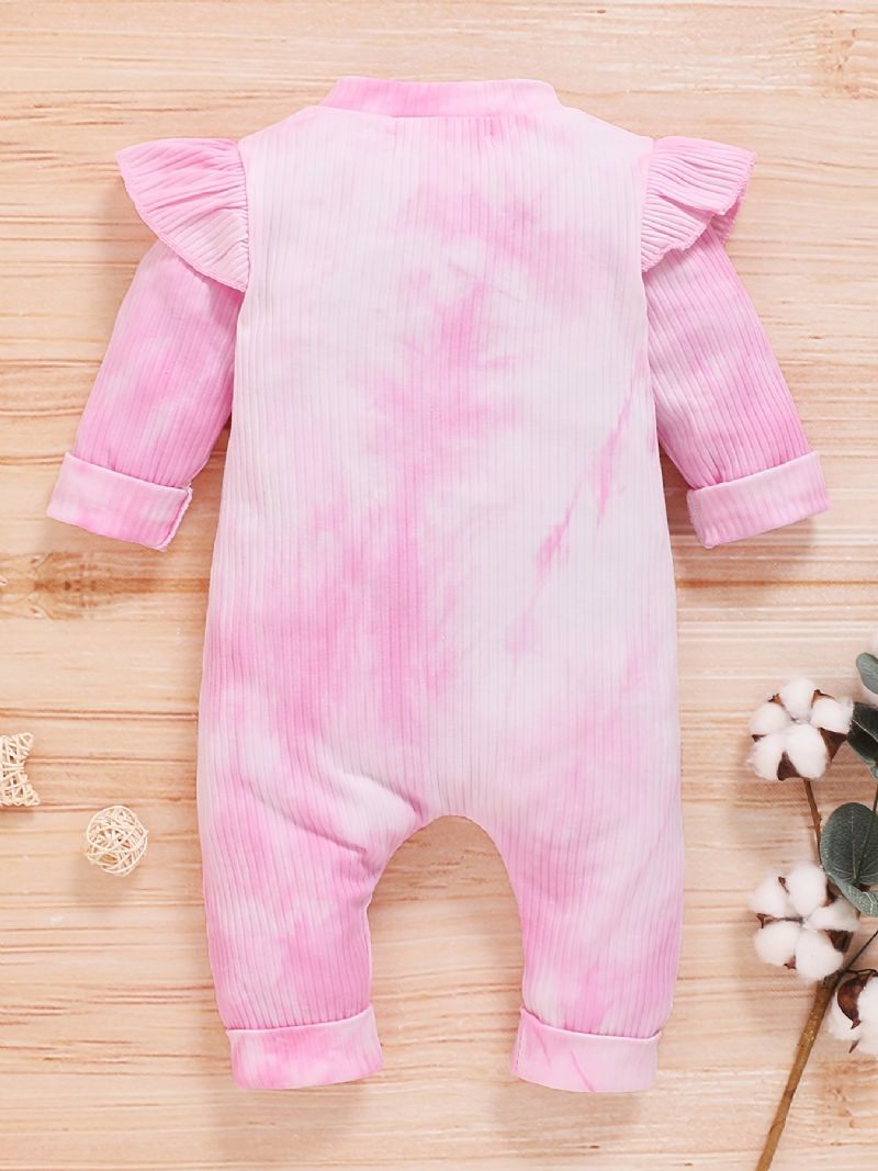 Bebis Flickor Romper Tie Dye Rund Neck Flugärm Långärmad Jumpsuit Barnkläder