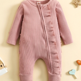 Bebis Flickor Ruffle Trim Långärmad Jumpsuit Romper