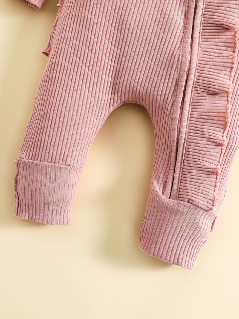 Bebis Flickor Ruffle Trim Långärmad Jumpsuit Romper